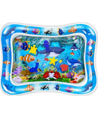 CUKU Tummy time Water Play mat Baby & Toddlers is The Perfect Fun time Play Inflatable Water mat,Activity Center Your Baby's Stimulation Growth Blue