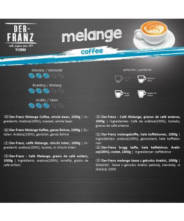 Buy Der-Franz Melange Coffee Whole Bean - 4 x 1000g (1kg Pack of 4) - Premium International Shipping - Buy Online on SooperMarket.com