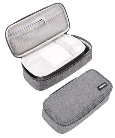 YOKUMA Pencil Case Large Capacity Pencil Pouch Aesthetic Zipper Pencil Box Back to School Supplies for College Student Teen Adults Travel Essentials Electronic Cable Organize Grey