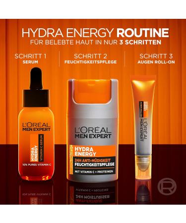 L'Or al Men Expert Eyes Roll-on for Dark Circles & Wrinkles - Invigorating Eye Care with Vitamin C & Caffeine 10ml - Hydrating Moisture Solution for Men - Buy Online on SooperMarket.com