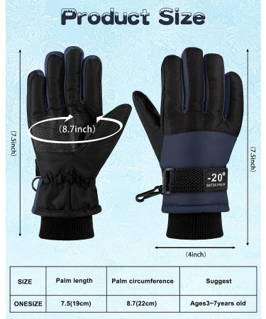 ONESING Kids Snow Gloves 2 Pair Set | Ages 3-12 | Boys Winter Ski Gloves | Warm, Windproof & Thick | Gray & Navy Blue (3-7 years) - Buy Online on SooperMarket.com