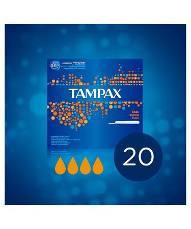 Tampax Super Plus Tampons Applicator Box - 20 Count | Buy Internationally | Best Absorbency & Comfort - Buy Online on SooperMarket.com
