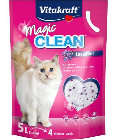 Vitakraft Magic Clean Lavender cat litter delicate lavender scent non-clumping particularly low dust practical carrying strap (1x 5L)