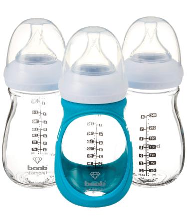 JOOVY Boob Diamond 8 Ounce 3 Piece with Turq Sleeve  1.44 Pounds 3 Count (Pack of 1) Turquoise