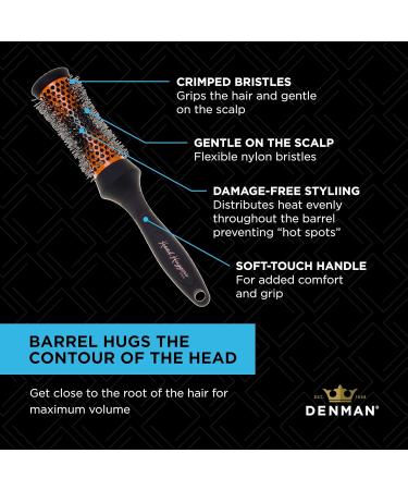 Denman Small Thermo Ceramic Curling Brush for Defined Curls & Volume - Orange/Black (DHH2) - Buy Online on SooperMarket.com