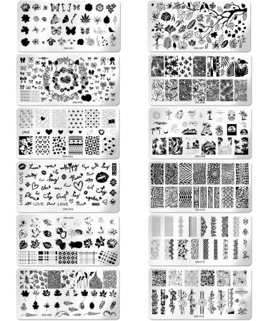 Tebi Nail Art Stamp Template - Valentine's Day Coconut Tree Love Heart Kiss Flower & Leaf Designs | Perfect for Creative Nail Art - Buy Online on SooperMarket.com