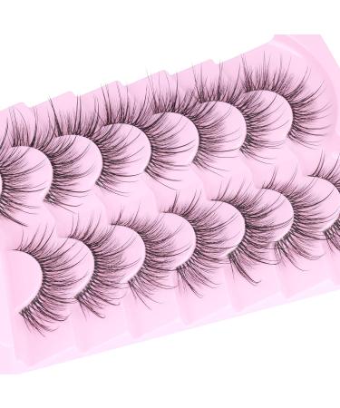 Geeneiya Wispy 3D Mink Lashes - Clear Band Cat Eye Look | Fluffy Reusable False Eyelashes | 7 Pairs I-Fairy Cross - Buy Online on SooperMarket.com