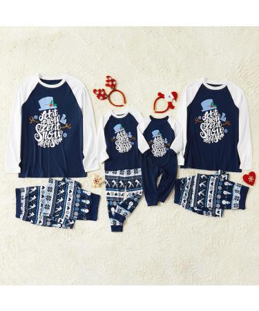 IFFEI Christmas Pyjamas Matching Family Pajamas Set - Xmas Letter Print Tops & Plaid Pants Sleepwear for Women Men Kids - 6-7 Years Blue/Letter - Buy Online on SooperMarket.com