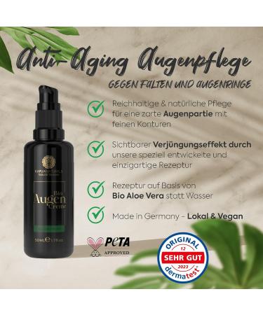 Organic Eye Cream 50ml - High-Dose 100% Vegan Anti-Aging & Dark Circle Remover - Sustainably Made in Germany - Buy Online on SooperMarket.com