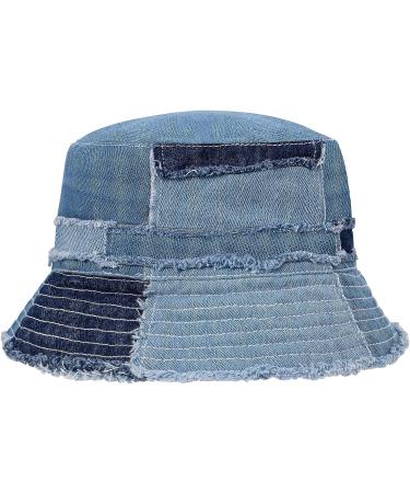 GuanGu Distressed Denim Bucket Hat | Wide Brim Sun Cap for Men & Women | Lightweight & Packable for Beach & Travel - Large-X-Large - Buy Online on SooperMarket.com