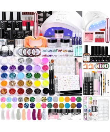 Morovan Acrylic Nail Kit for Beginners: Salon Quality Acrylic Nail Powder Set with U V Nail Lamp - Easy Practice Gift Set for Daughter Manicure at Home