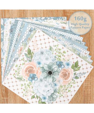 Whaline 24Pcs Blue Floral Pattern Paper 30x30cm - Double-Sided Watercolor Flower Scrapbook Paper for DIY Crafts and Photo Albums - Buy Online on SooperMarket.com