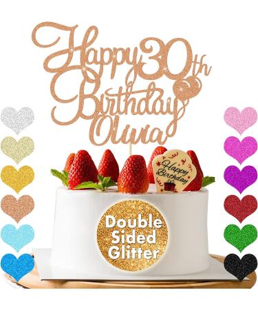 Cake Topper Personalised Birthday Cake Topper Cake Decor Glitter Cake Toppers with Any Name Age 1st 10th 16th 18th 20th 21st 30th 40th 50th 60th 70th 80th (Rose Gold) - Buy Online on SooperMarket.com
