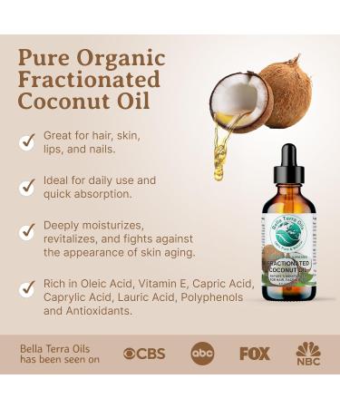 Bella Terra Oils - Organic Fractionated Coconut Oil 2 oz | Pure MCT Oil for Silky Skin | Ideal for Skincare & Haircare - Buy Online on SooperMarket.com
