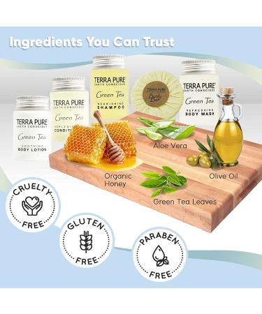 Hotel Amenities Bulk Set - Terra Pure Soaps & Toiletries | 1oz Shampoo, Conditioner, Body Wash, Lotion & 1.25oz Bar Soap | 75 Pieces - Perfect for Hotels - Buy Online on SooperMarket.com