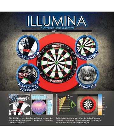 ONE80 ILLUMINA Dartboard Lighting System - Clear Vision Design, Sunlight Effect, Tape Measure & Level - Dartboard & Surround Not Included - Buy Online on SooperMarket.com