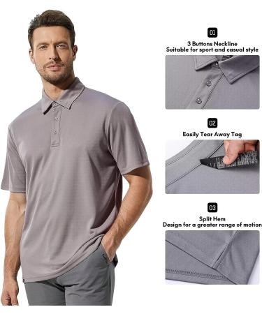 Haimont Men's Dry Fit Polo Shirt - Gray, 3X-Large | Moisture Wicking Golf & Business Casual Wear - Buy Online on SooperMarket.com