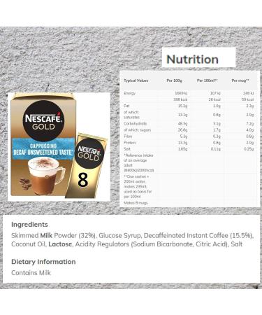 Nescafe Gold Cappuccino Decaf Unsweetened Taste Bundle with Reusable Cup & Stirrer Sticks|Instant Coffee Sachets|Individually Wrapped|For Nescafe Gold Lovers - Buy Online on SooperMarket.com
