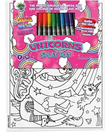 Splat Planet Unicorn Toddler Placemat with 10 Washable Magic Pens - Non-Toxic Color & Wash Out Mat - Buy Online on SooperMarket.com