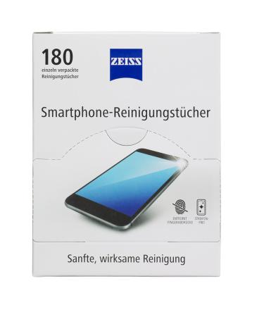 Zeiss smartphone cleaning towels alcohol -free 180 pieces for safe & effective cleaning of optical surfaces - each cloth individually packed - ideal for on the go or when traveling 180 pieces (1 Pack)