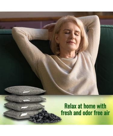 Majime Life Bamboo Charcoal Air Purifying Bag Set - 4x7.1oz with S Hooks - Odor Absorber & Deodorizer for Home - Natural Activated Charcoal Bags - Odor Eliminator - Buy Online on SooperMarket.com