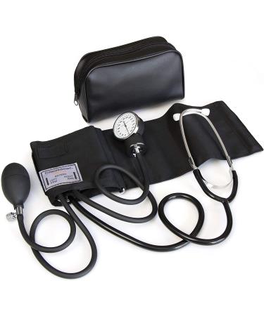 HealthSmart Manual Blood Pressure Monitor Kit with Attached Stethoscope - Standard Cuff Size 10-14 Inches, Black, Adult - Buy Online on SooperMarket.com
