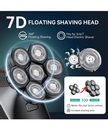 Kensen 7D Blade Replacement Heads - 7 Electric Shaver Heads for Bald Men - Wet/Dry Compatible - Waterproof Razor - Compatible with Many Models - Buy Online on SooperMarket.com