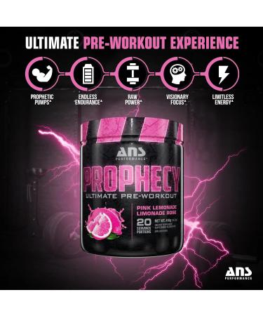 ANS Performance Prophecy Pre Workout Powder (20 servings 14.5 oz) Gluten Free Pre-Workout Formula - Energy & Strength - Sugar Free- Increase Power & Workout Volume (Pink Lemonade) - Buy Online on SooperMarket.com
