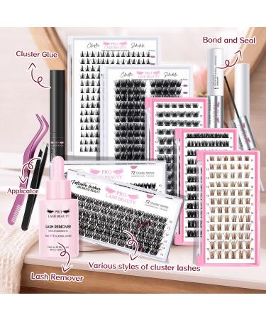 Lash Clusters 140 Pcs Cluster Lashes 14 Pairs Eyelash Clusters DIY Eyelash Extension Individual Cluster Eyelashes Mix Length Fluffy Super Thin Band Reusable Soft & Comfortable(Flipped-D-mix) mix Flipped - Buy Online on SooperMarket.com