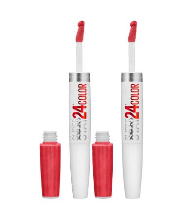 Maybelline SuperStay 24 2-Step Liquid Lipstick Makeup Continuous Coral 2 COUNT 2 Count Continuous Coral