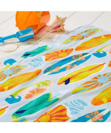Kids Surfboards Pattern 100% Cotton Beach Towel - 30 x 60 Quick-Dry & Absorbent for Bath, Pool, Camping & Travel - Boys & Girls - Buy Online on SooperMarket.com