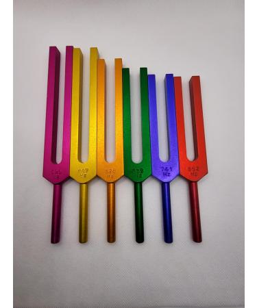 Sacred Solfeggio 6pc Colored Tuning Forks w activator and Pouch - DNA Repair - Blessings Miracles Awakening Liberation - Buy Online on SooperMarket.com