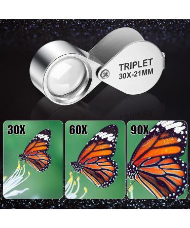 3 Piece Jewelers Eye Loupe Set - 10X, 20X, 30X Pocket Magnifying Glass for Jewelry, Coins, Gems, Stamps, Watches - Silver - Buy Online on SooperMarket.com