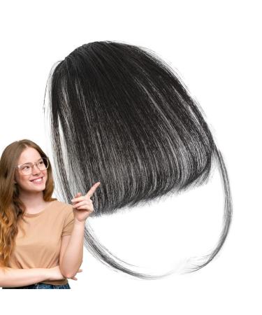 Bang Extensions Clip Human Hair French Bangs Clip on Hair Bangs Extensions - Natural Color Fringe Hairpieces Stylish Neat Bangs Hair Extension for Girls Women Natural black