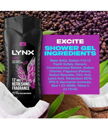 Lynx 12 Hour Refreshing Excite Shower Gel 500 with Lynx 48 Hour Excite Body Spray 250ml Leaving you smelling great Dermatologically Tested Keep Smelling Irresistible! - Buy Online on SooperMarket.com