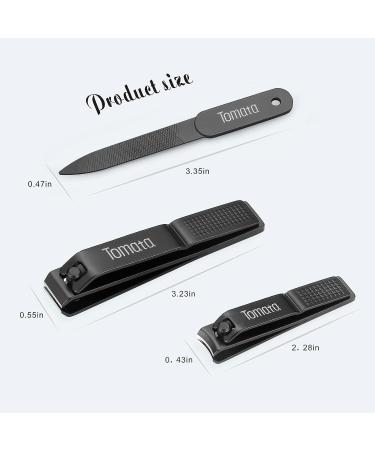 Tomata Ultra Sharp Nail Clippers Set for Thick Nails - Fingernail and Ingrown Toenail Cutter with File (Black) | Precision Nail Care Tool - Buy Online on SooperMarket.com