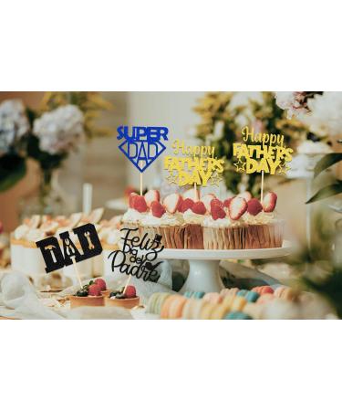 Father's Day Cupcake Toppers Father's Day Decorations Super Dad Cupcake Picks Best Dad Ever Happy Father's Day Party Decor Supplies 24 Pcs - Buy Online on SooperMarket.com