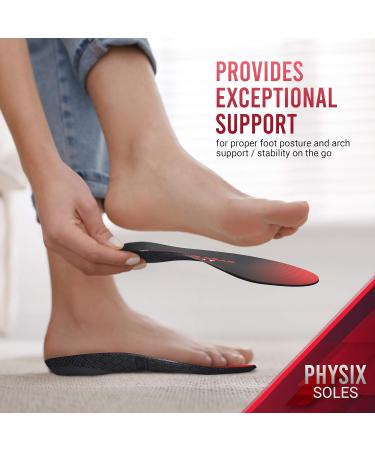 Physix Gear Sport Arch Support Insoles (Full Length) - Plantar Fasciitis Relief for Men & Women - Red/Black - UK Size L 9 1/2-11 | 10-11 1/2 - 1 Pair - Buy Online on SooperMarket.com