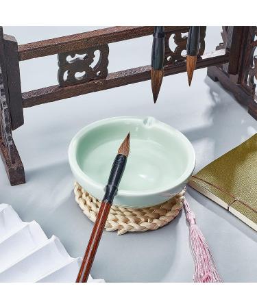 PandaHall Pottery Ink Plate Porcelain Brush Rest Dish - Light Green | Ideal for Chinese Calligraphy and Sumi-e Painting - Buy Online on SooperMarket.com