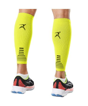 Rymora Calf Compression Sleeves for Women & Men - Support Leg Sleeves Legs Pain Relief Footless Socks for Fitness Running and Shin Splints Support Fluorescent (One Pair) L