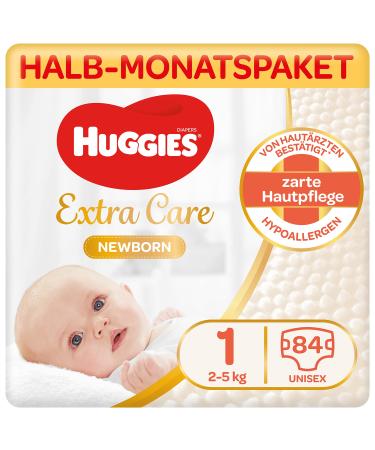 Huggies Newborn baby diapers size 1 2 to 5 kg for newborns with wetness 84 diapers monthly box monthly pack large pack of size 1 (84 pieces) diapers