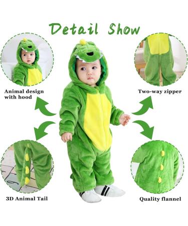 Doladola Unisex Baby Toddler Romper Hooded Cartoon Sleepsuit - Green Dinosaur (3.5-4.5 Years) - Buy Online on SooperMarket.com
