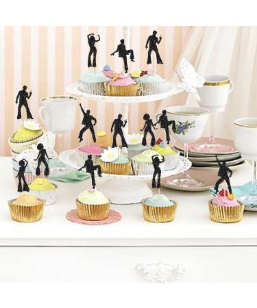 30 Pack 70's Disco Cupcake Toppers Glitter 70s Disco Dancing Cupcake Picks for Music Wedding Birthday 70's Disco Dancer Cupcake Decorations Party Supplies Black 1 - Buy Online on SooperMarket.com