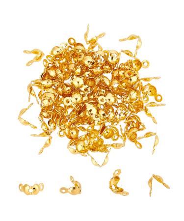 CHGCRAFT 100pcs 304 Stainless Steel Bead Tips Golden Calotte Ends Clamshell Knot Cover for Knots & Crimp Findings Jewelry Making DIY Craft  8x4mm