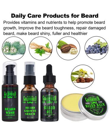 Complete Beard Growth Kit for Men - Beard Roller, Wash, Serum, Oil, Balm, Brush, Comb, Scissor, eBook - Perfect Beard Grooming and Care Gift Set - Buy Online on SooperMarket.com