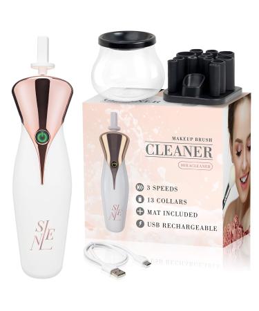 Makeup Brush Cleaner Dryer Machine | Electric Makeup Brush Cleaner with Automatic Brush Spinner to Wash & Dry Cosmetic Brushes in Seconds | 13 Collars to Clean Any Makeup Brush