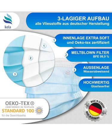 Kela OP Mask 500x - Premium Blue Medical Masks Made in Germany | Oeko-Tex Certified | MNS Type IIR Disposable Respiratory Protection - Buy Online on SooperMarket.com