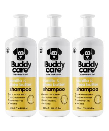 Vanilla & shea butter dog shampoo from BuddyCare - Moisturizing shampoo for dogs - freshly fragrant - with aloe vera and pro -vitamin B5 (500ml X3) vanilla and shea butter 500ml X3
