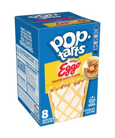 Pop-Tarts Eggo Toaster Pastries, Breakfast Foods, Kids Snacks, Frosted Maple Flavor, 13.5oz Box (8 Pop-Tarts)