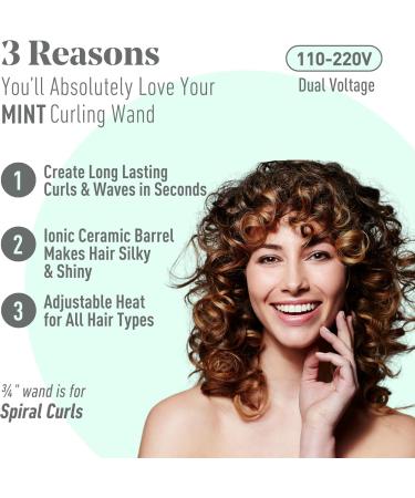 MINT Professional Curling Wand 3/4 Inch - Ideal for Long & Thick Hair | Ionic Ceramic Tourmaline Barrel | Adjustable 230-430 F | Worldwide Shipping Available - Buy Online on SooperMarket.com